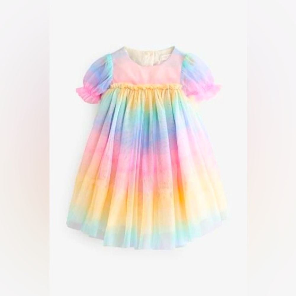 Next UK Toddler Girl Rainbow Mesh Dress